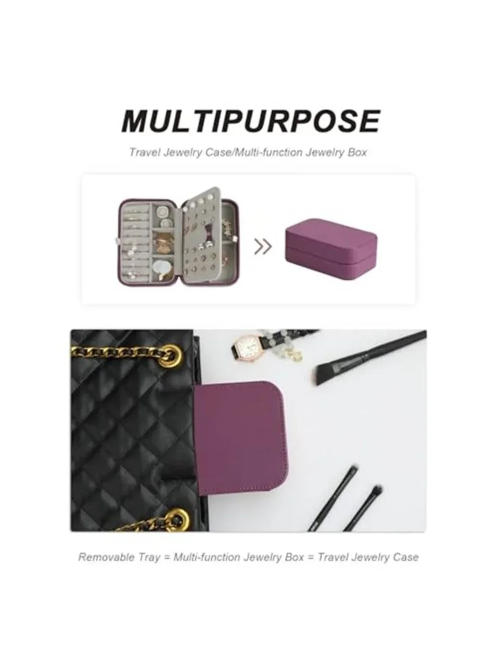 Womens Travel Jewelry Box Large 2 Layer Organizer Case Wine Red Lock Portable